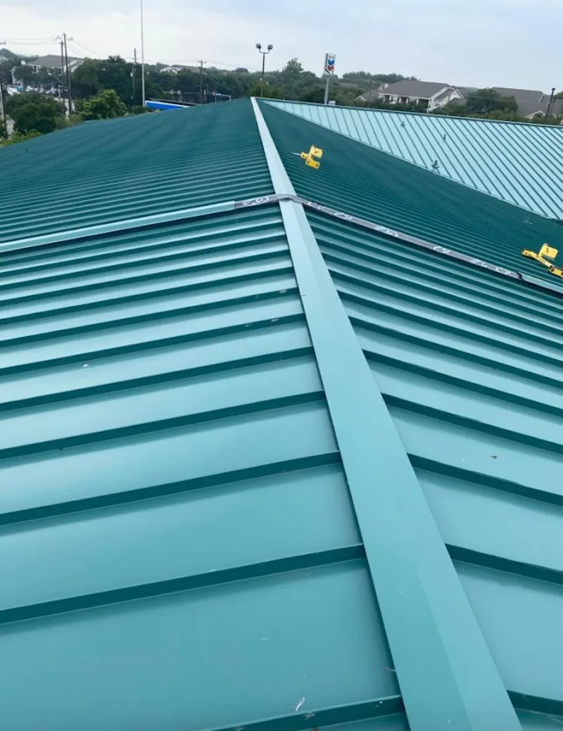 Green commercial metal roof ridge and valley for Metal Roof Repair in Bedminster
